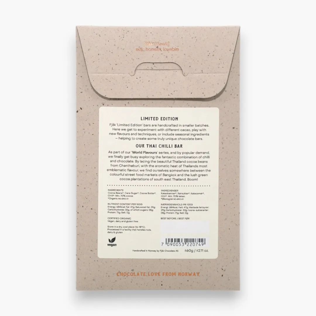 Fjak Dark Chocolate Thai Chili 70% (Limited Edition)