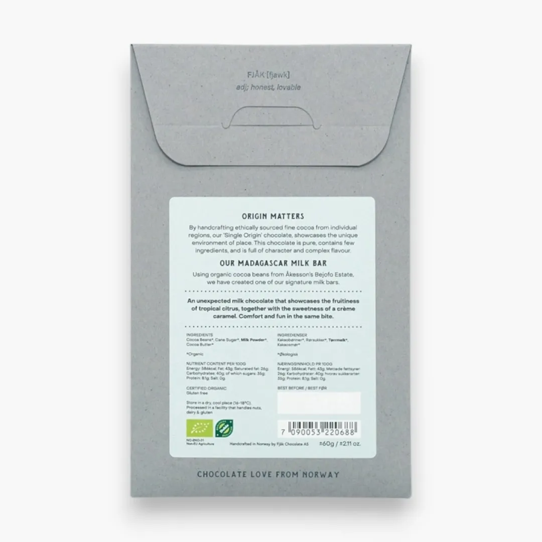 Fjak Milk Chocolate Bar Madagascar 50% (Organic)