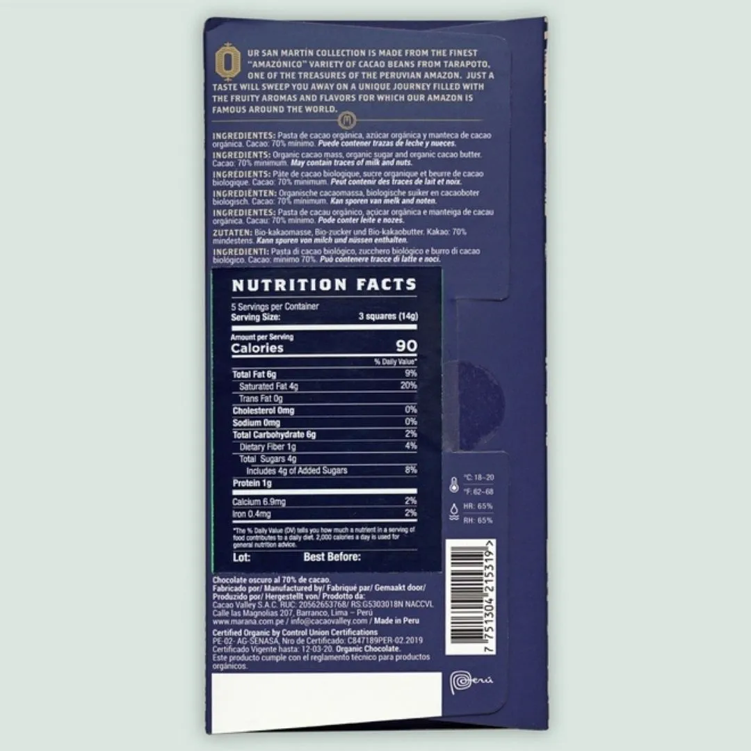 Marana Mini Chocolate Bars- San Martin 70%