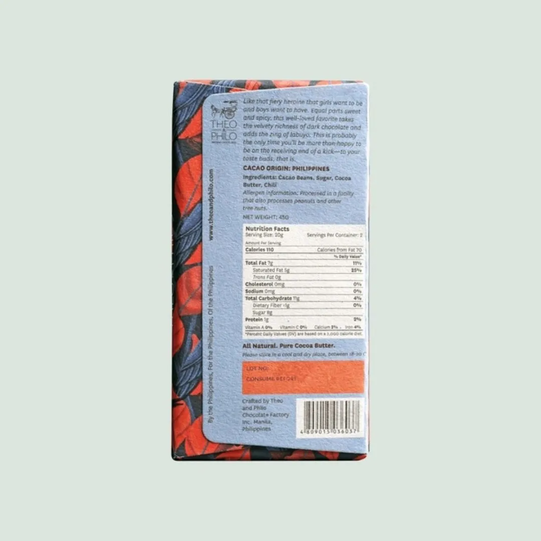 Theo & Philo Dark Chocolate w/ Siling Labuyo (Chili) 65%
