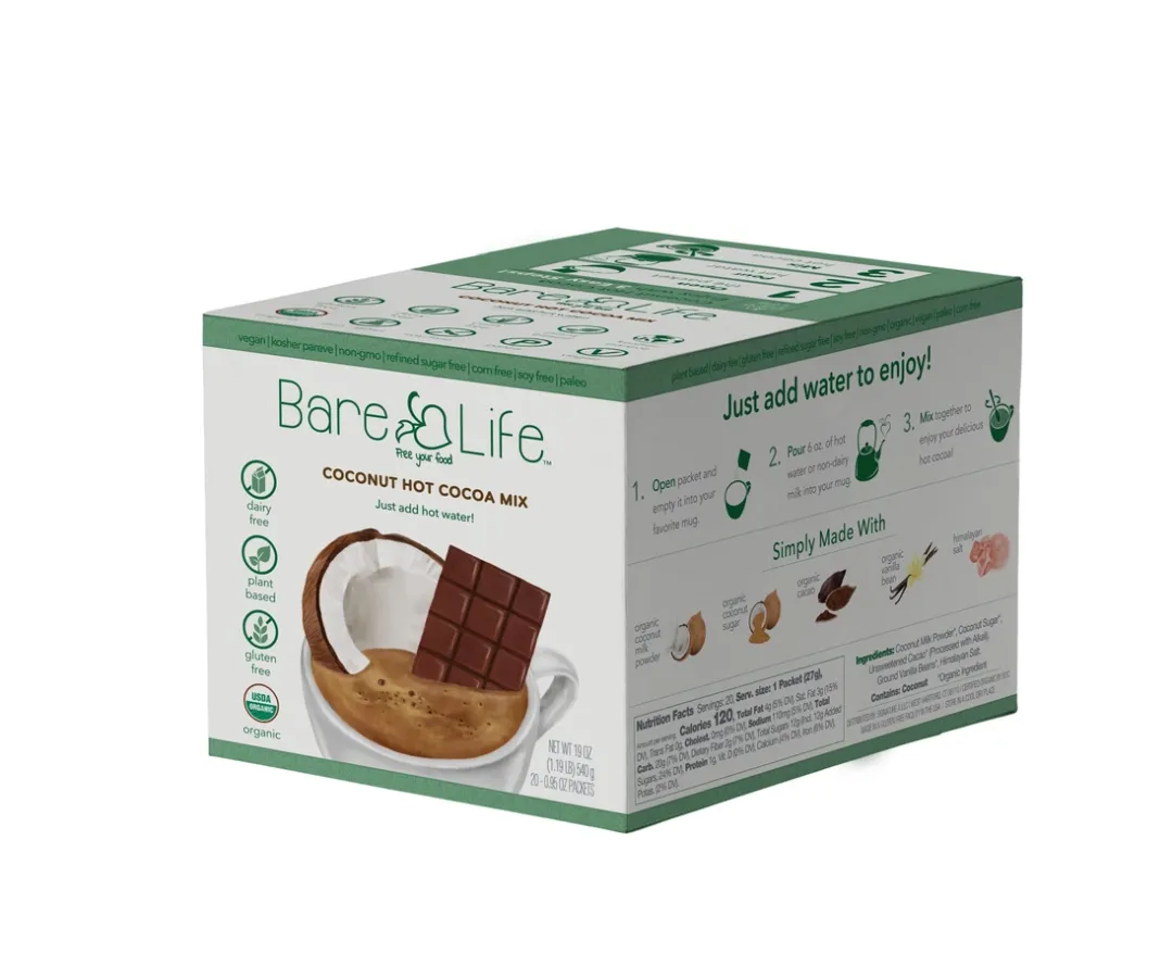 Dairy Free Coconut Hot Cocoa Mix | 20 Pack Single Serving | Gluten Free, Vegan and Organic