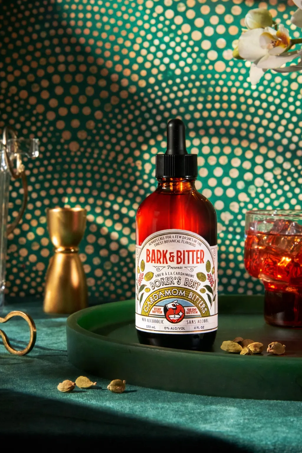 Boker's Best Cardamom Bitters, 4oz (Alcohol-Free)
