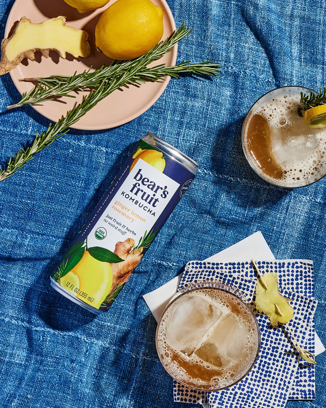 Ginger Lemon Rosemary Organic Fair Trade Kombucha
