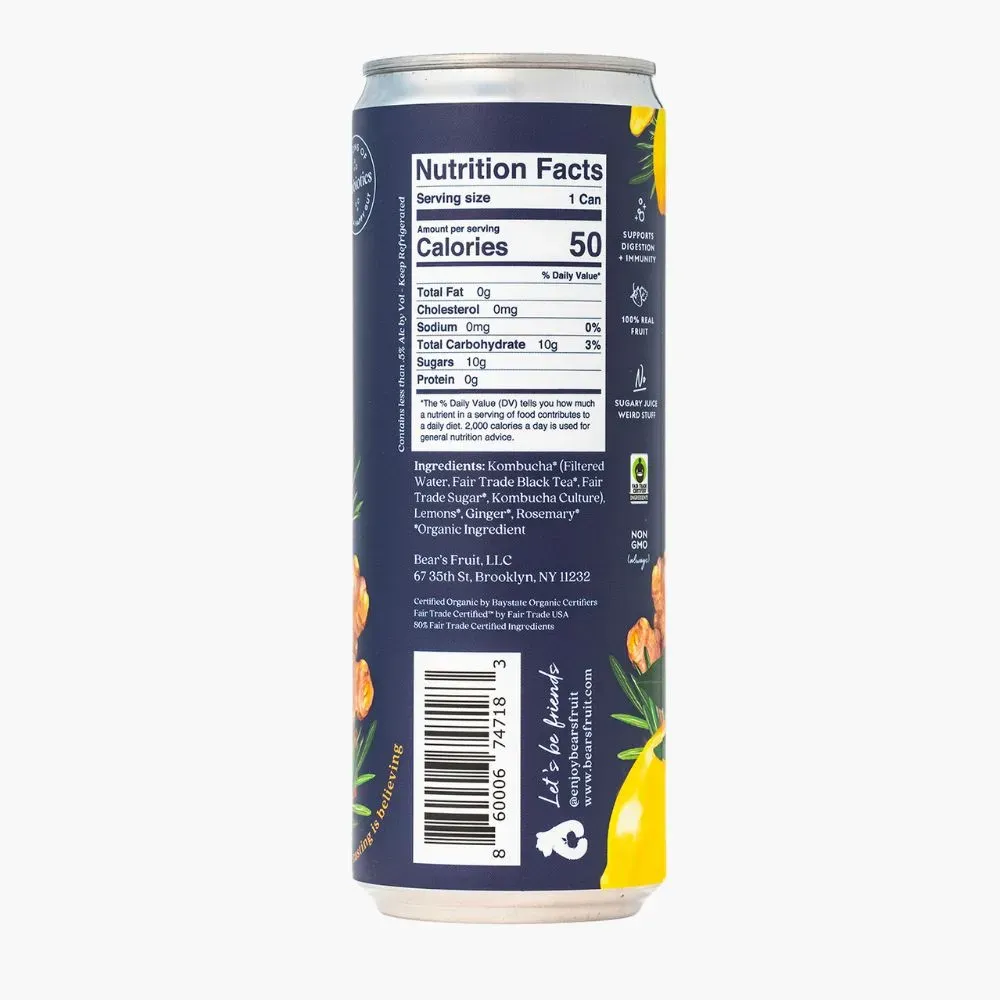 Ginger Lemon Rosemary Organic Fair Trade Kombucha