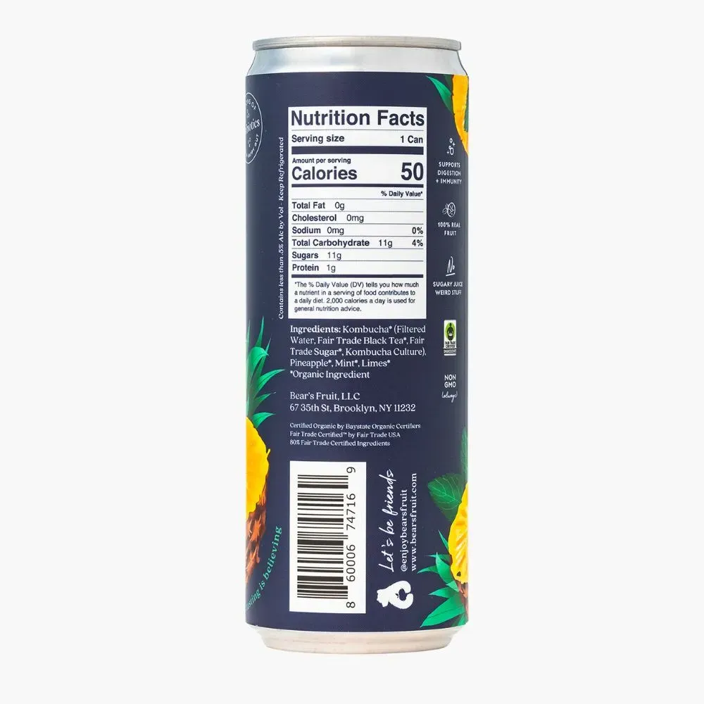 Pineapple Mint Organic Fair Trade Kombucha