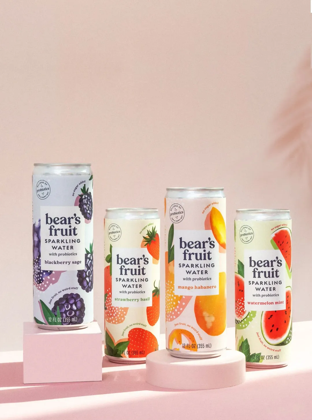 Strawberry Basil Sparkling Water with Probiotics