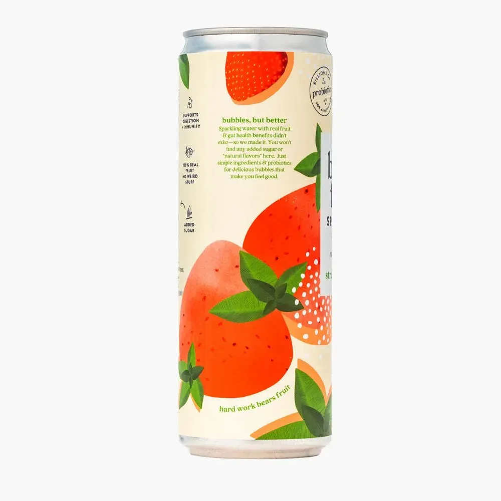 Strawberry Basil Sparkling Water with Probiotics