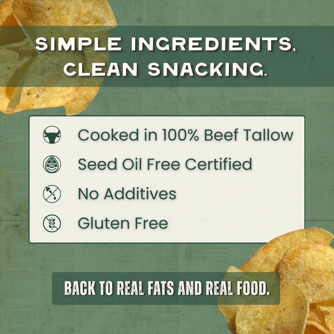 Beef Tallow Potato Chips - Sour Cream N' Onion 