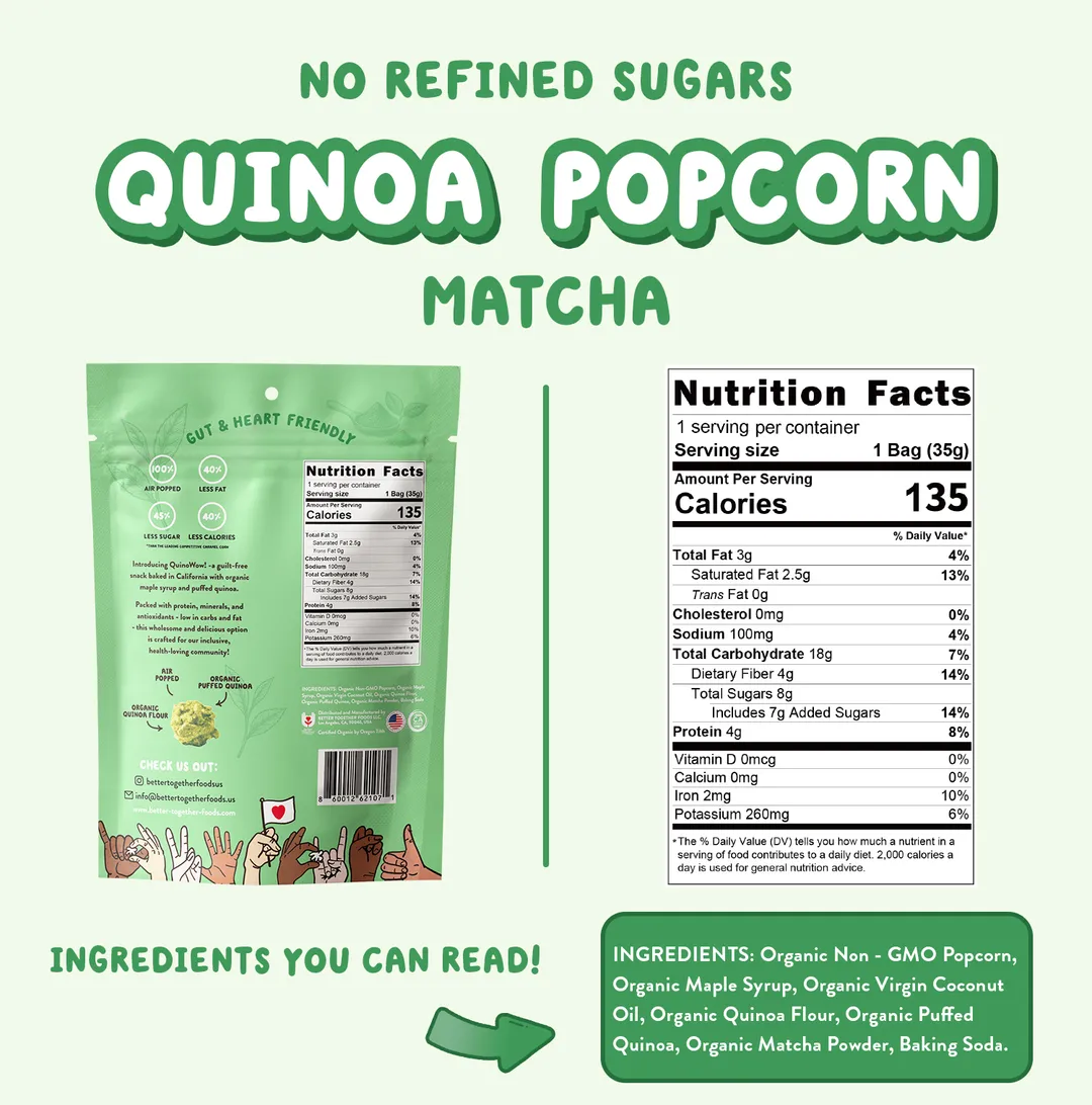 QuinoWow! Organic Quinoa Popcorn - Matcha