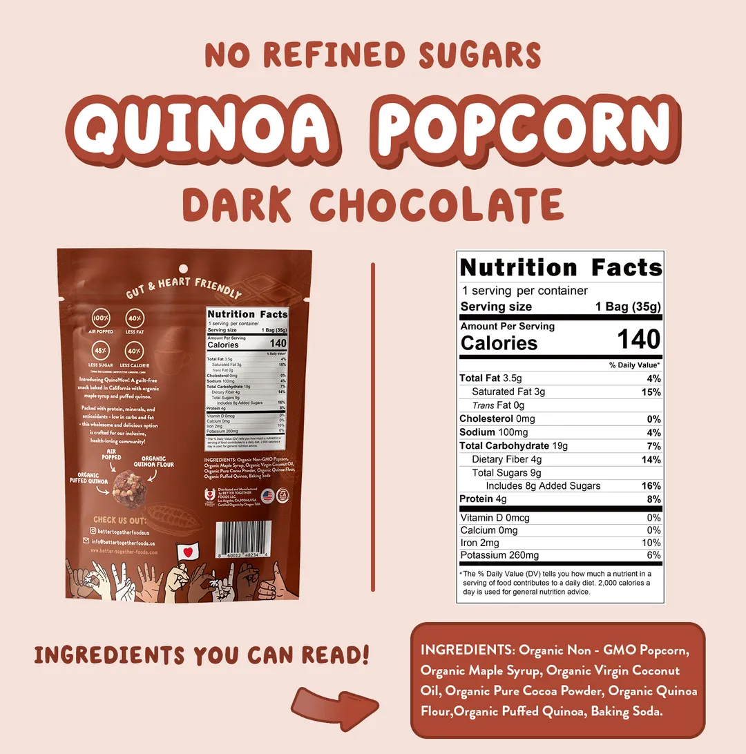 QuinoWow! Organic Quinoa Popcorn - Dark Chocolate