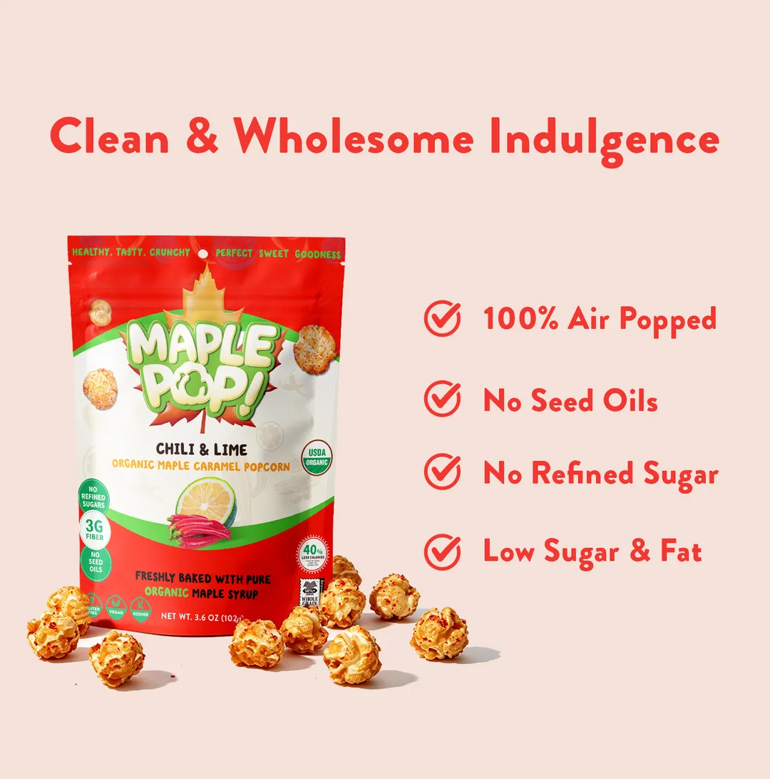 Maple Pop! Organic Maple Caramel Popcorn - Chili & Lime