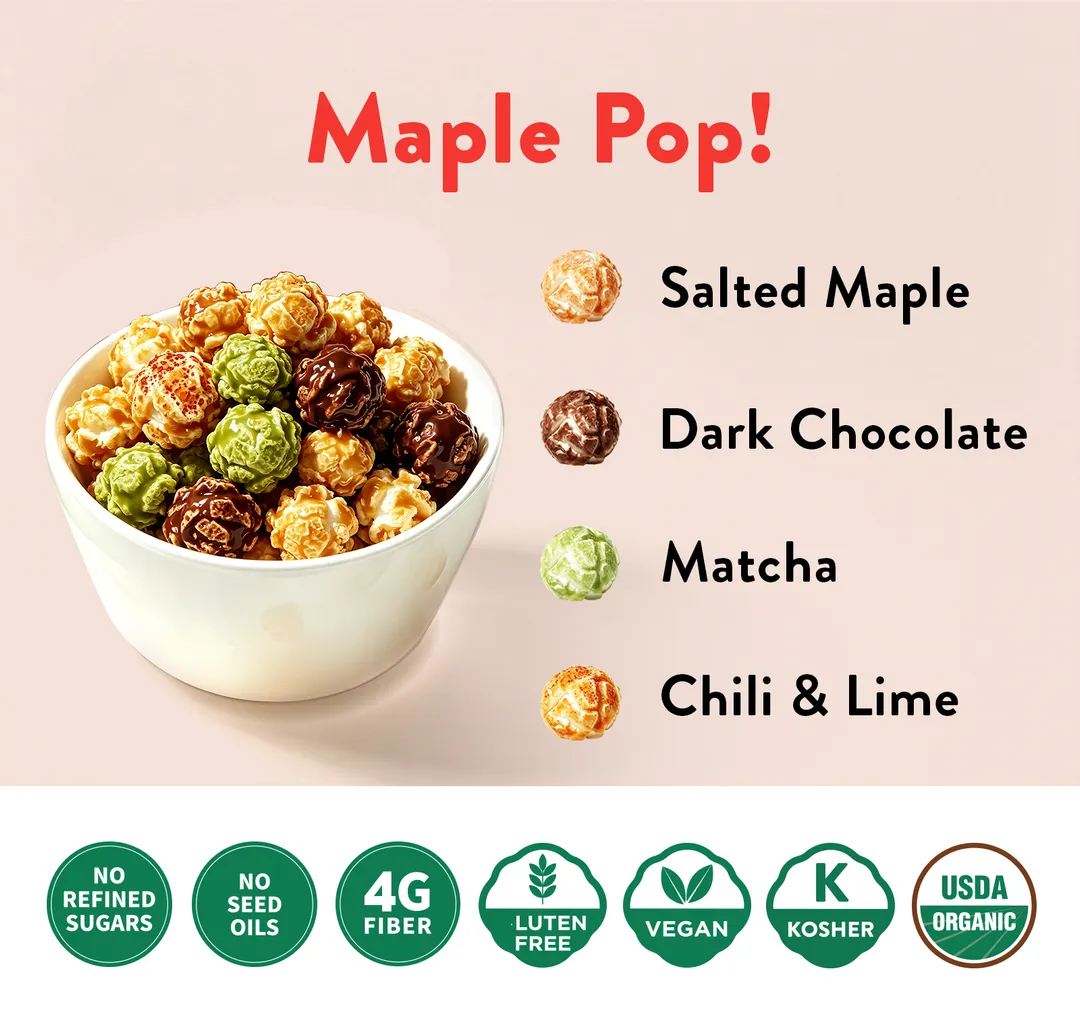 Maple Pop! Organic Maple Caramel Popcorn - Salted Maple