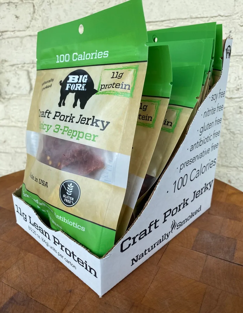Craft Pork Jerky - Spicy 3 - Pepper - 8 X 2.25 oz. Bags