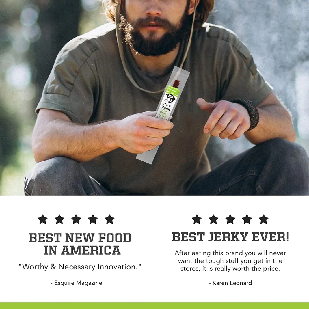 Craft Pork Snack Stick - Thai Green Curry - 20 Sticks