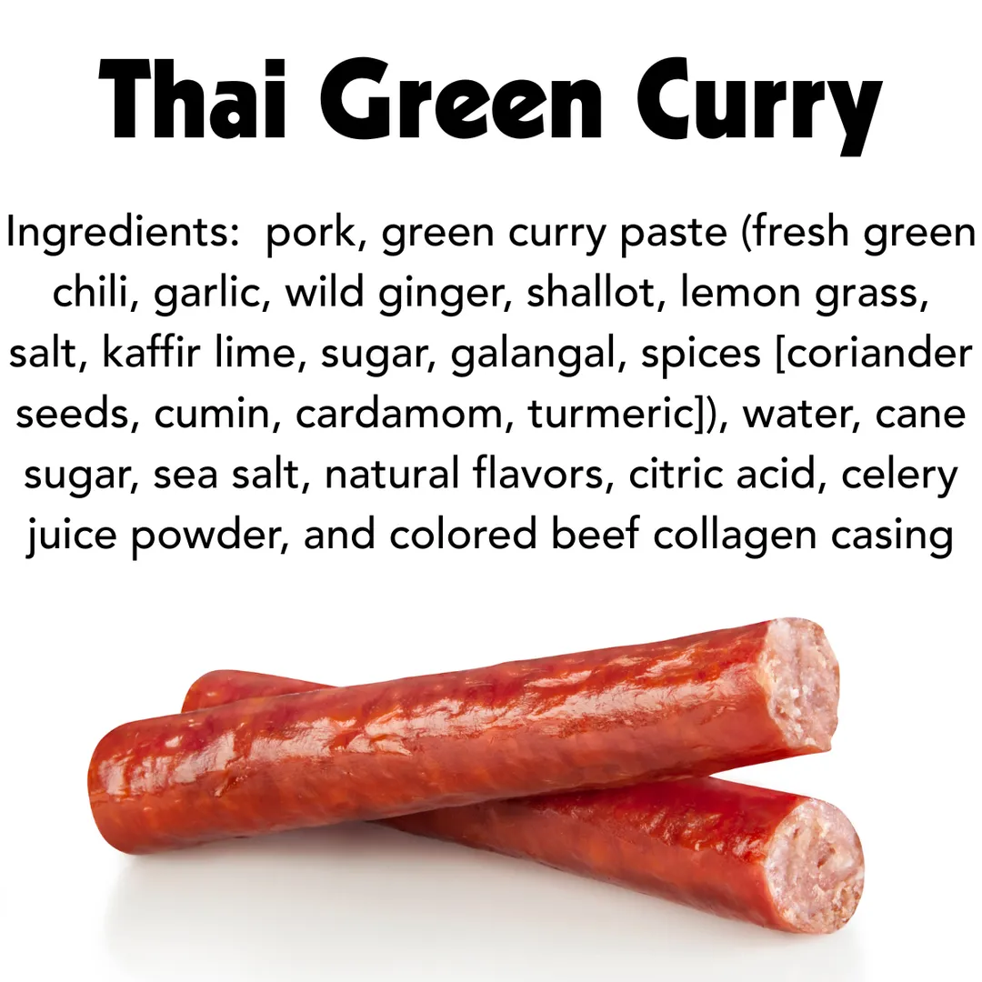 Craft Pork Snack Stick - Thai Green Curry - 80 Sticks