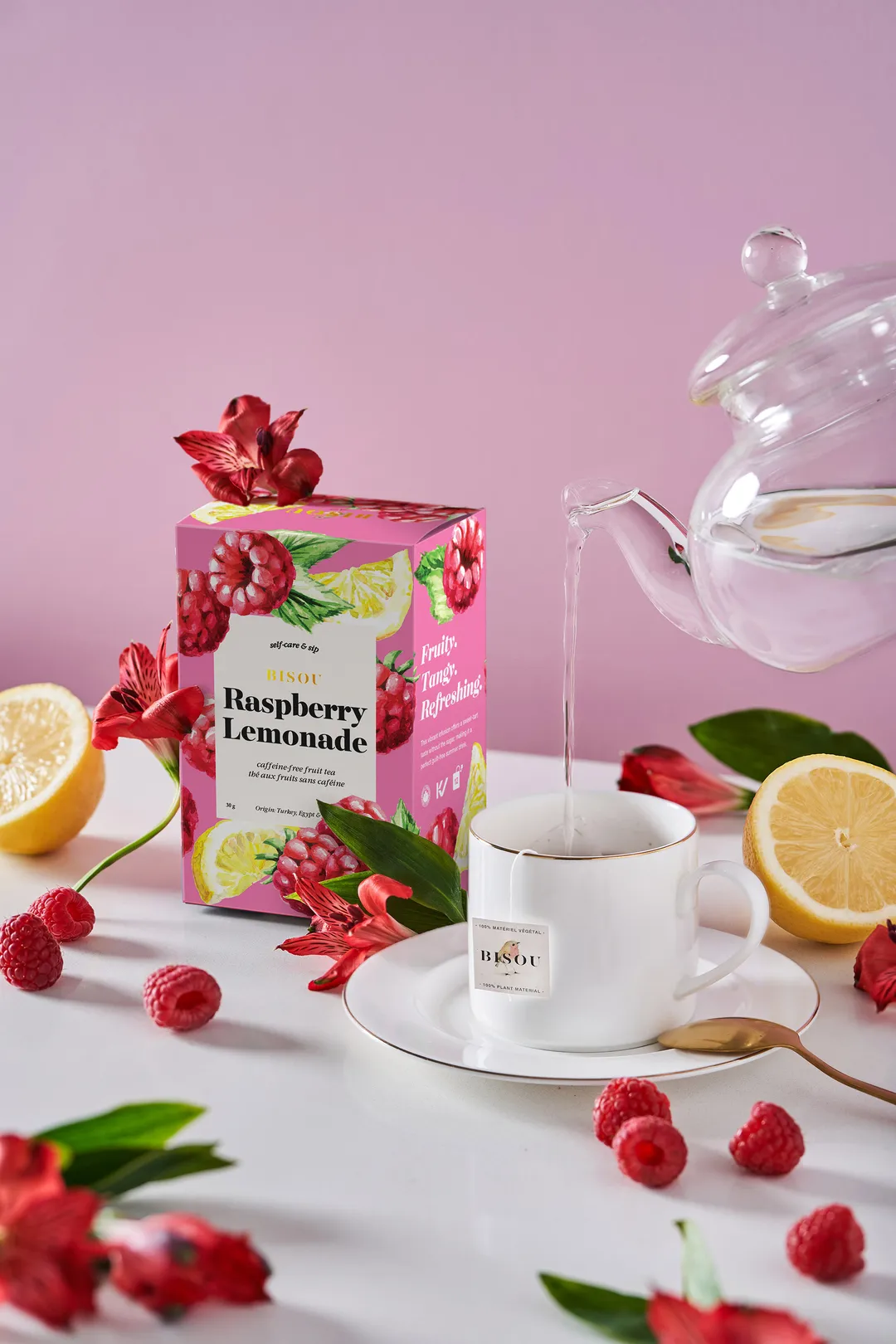 Organic Raspberry Lemonade - Herb & Fruit tea, 12 sachets