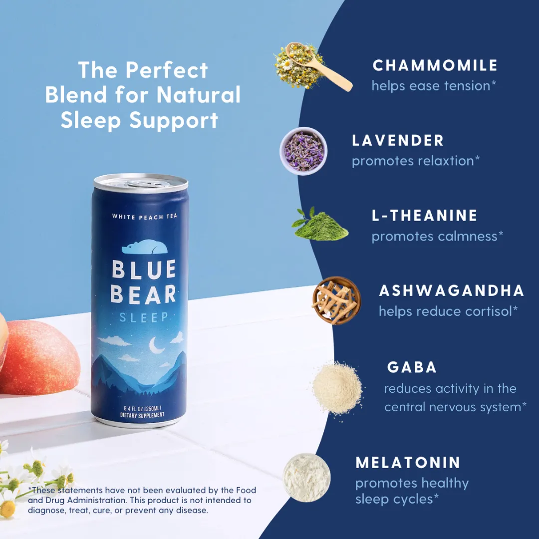 Blue Bear Sleep (White Peach Tea) Sleep Drink - 12 pack