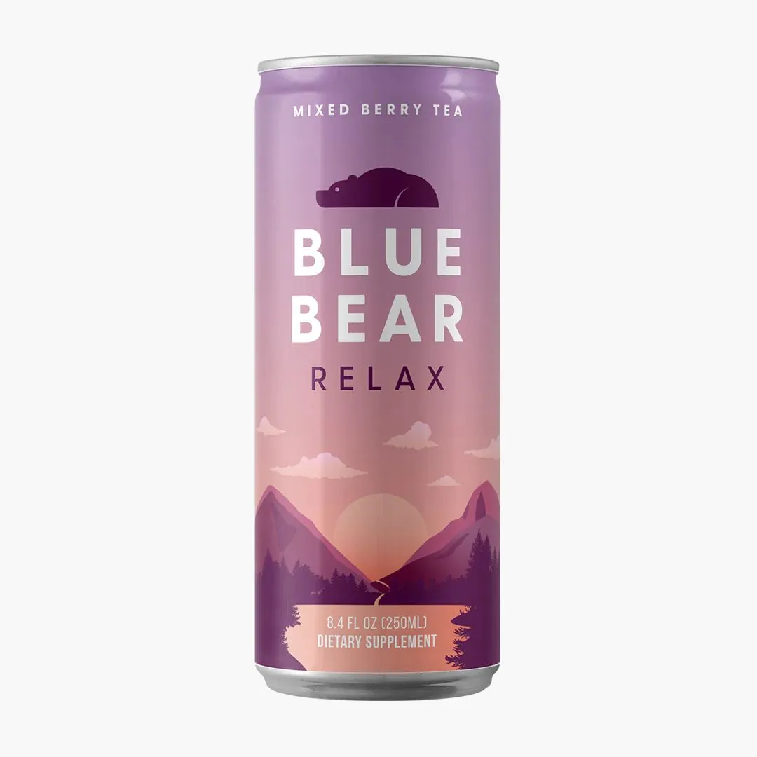 Blue Bear Relax (Mixed Berry Tea) Relaxation Drink - 12 pack