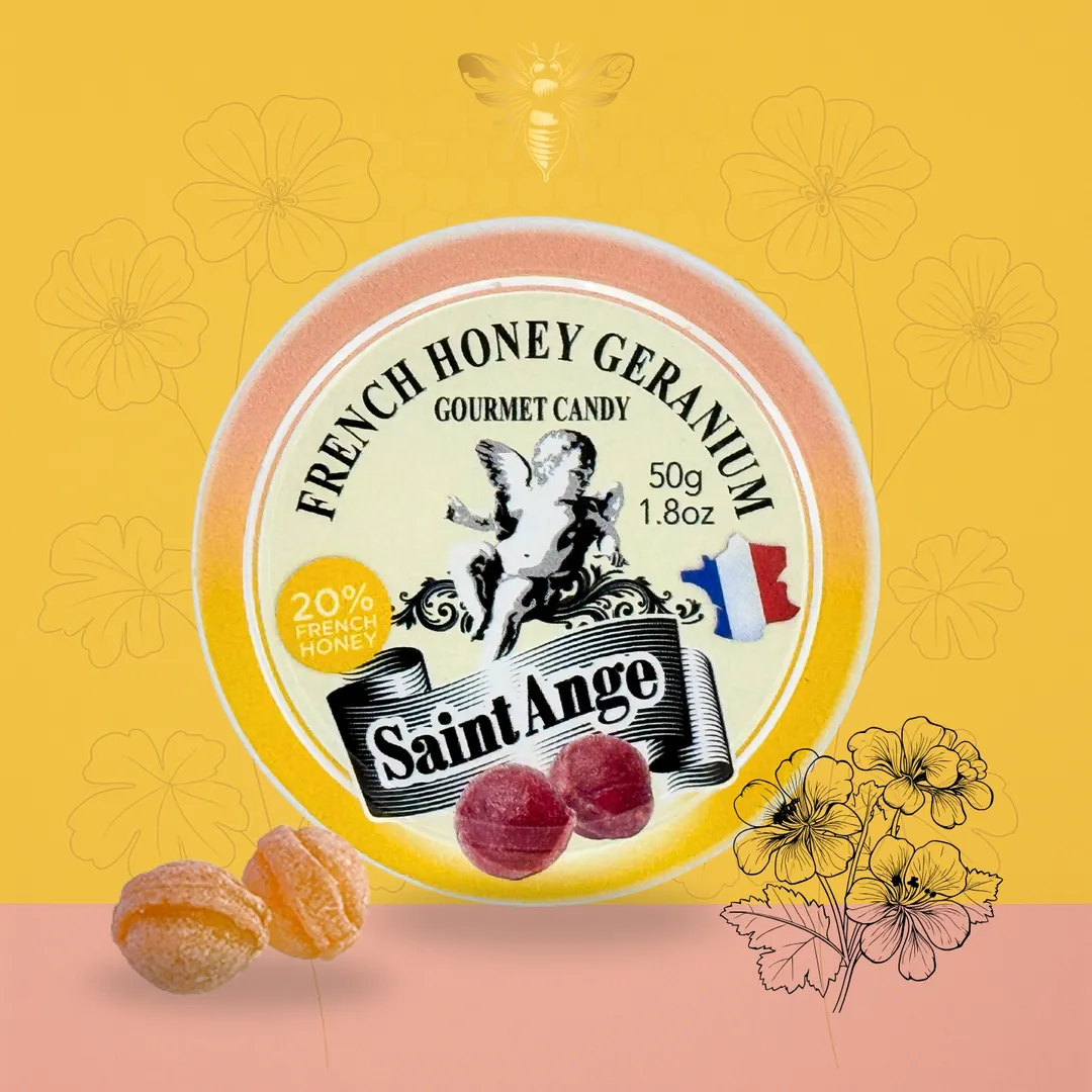 Saint Ange Honey Geranium - French Gourmet Natural Candy Tin
