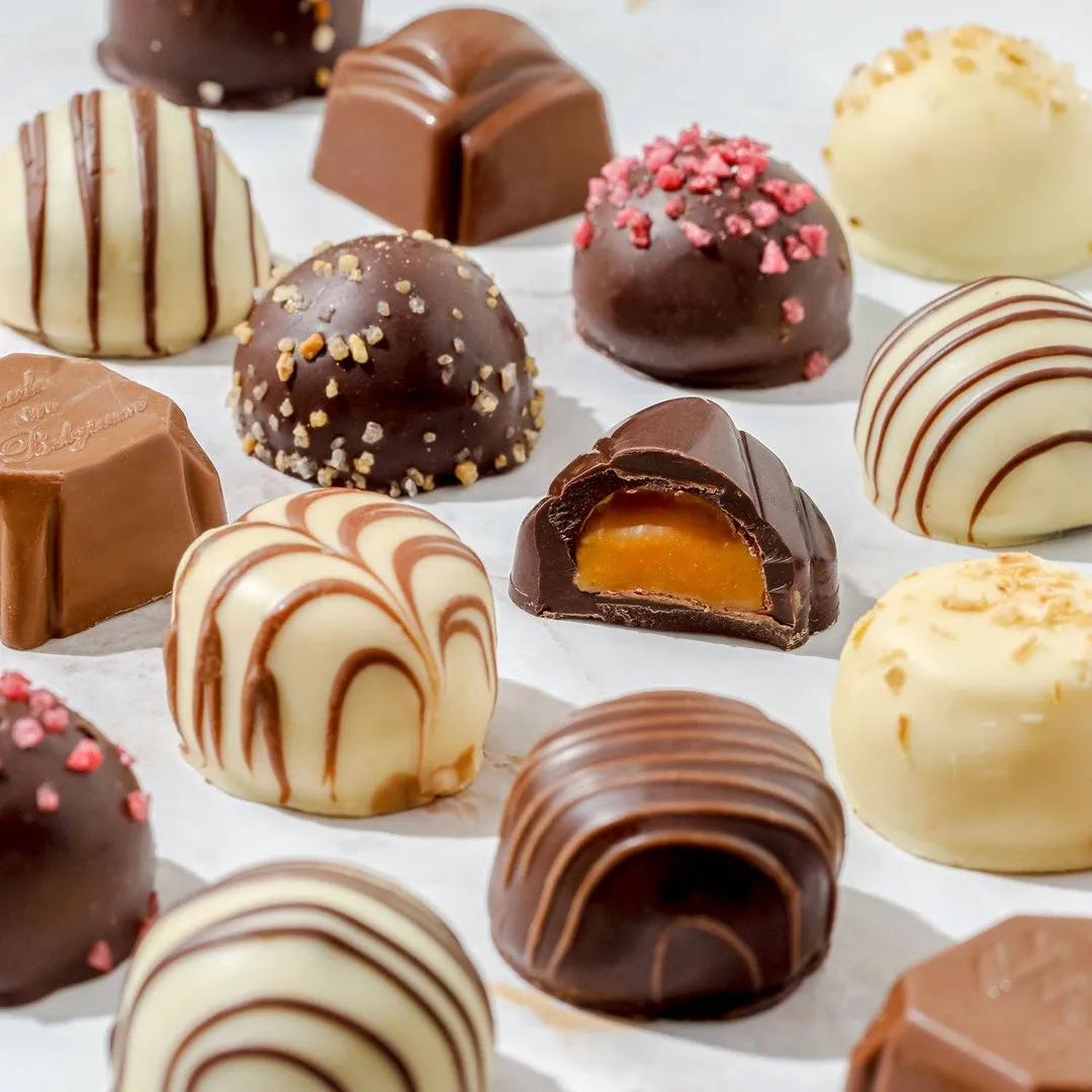 Gourmet Chocolate Gift Box – Elegant Bow Tin with Belgian Truffles- Copper