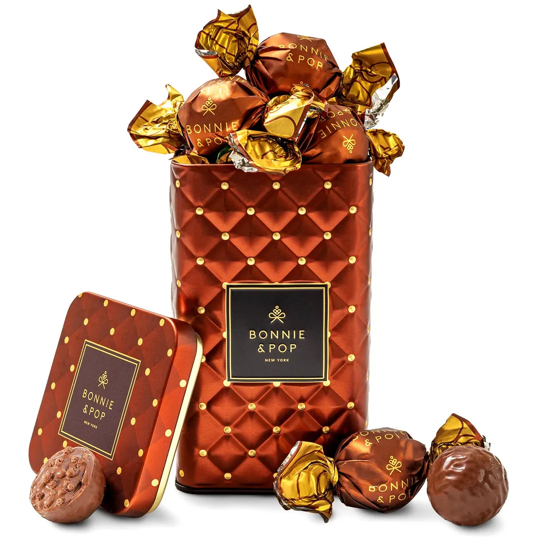 Luxury Chocolate Tins– Gourmet Chocolate Assortment, Premium Milk & Dark Chocolate Bonbons in Elegant Keepsake Tins