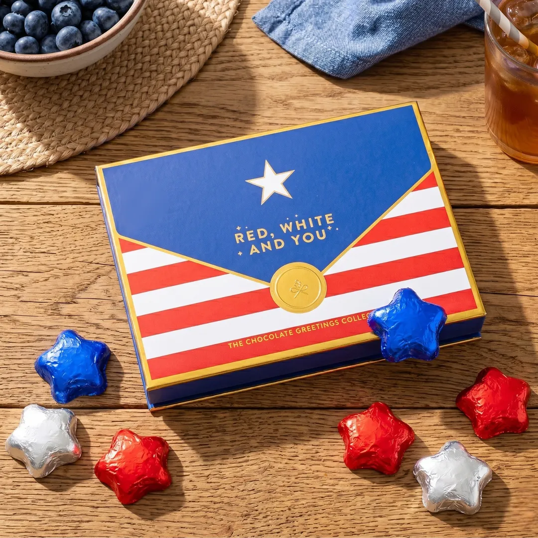 Patriotic Chocolate Gift Box | Edible Greeting Card for 4th of July, Memorial Day & Summer Celebrations