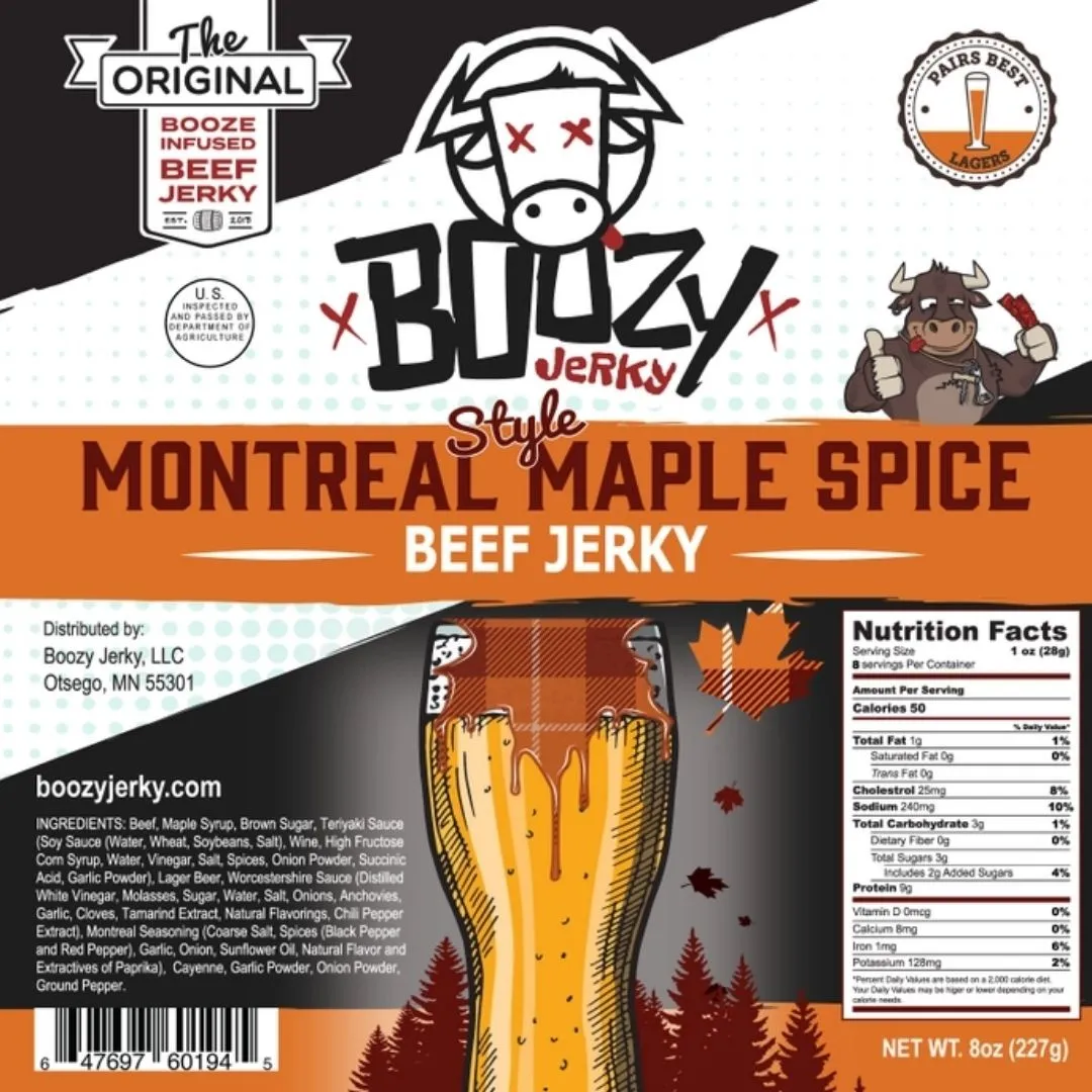 Montreal Maple Spice Lager Jerky Large 8oz "Growler Bag"