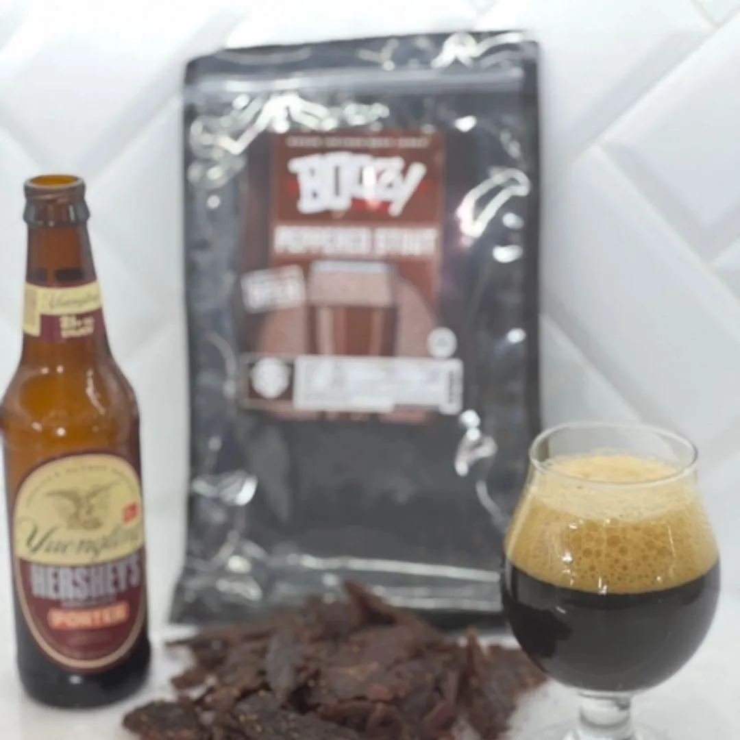 Peppered Stout Beef Jerky Large 8oz "Growler Bag"