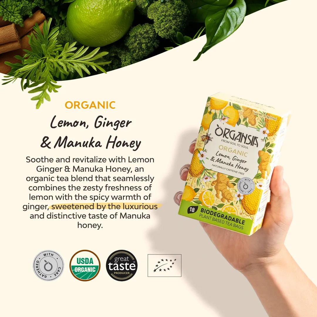 Organsia Herbal Tea - Lemon, Ginger & Manuka Honey
