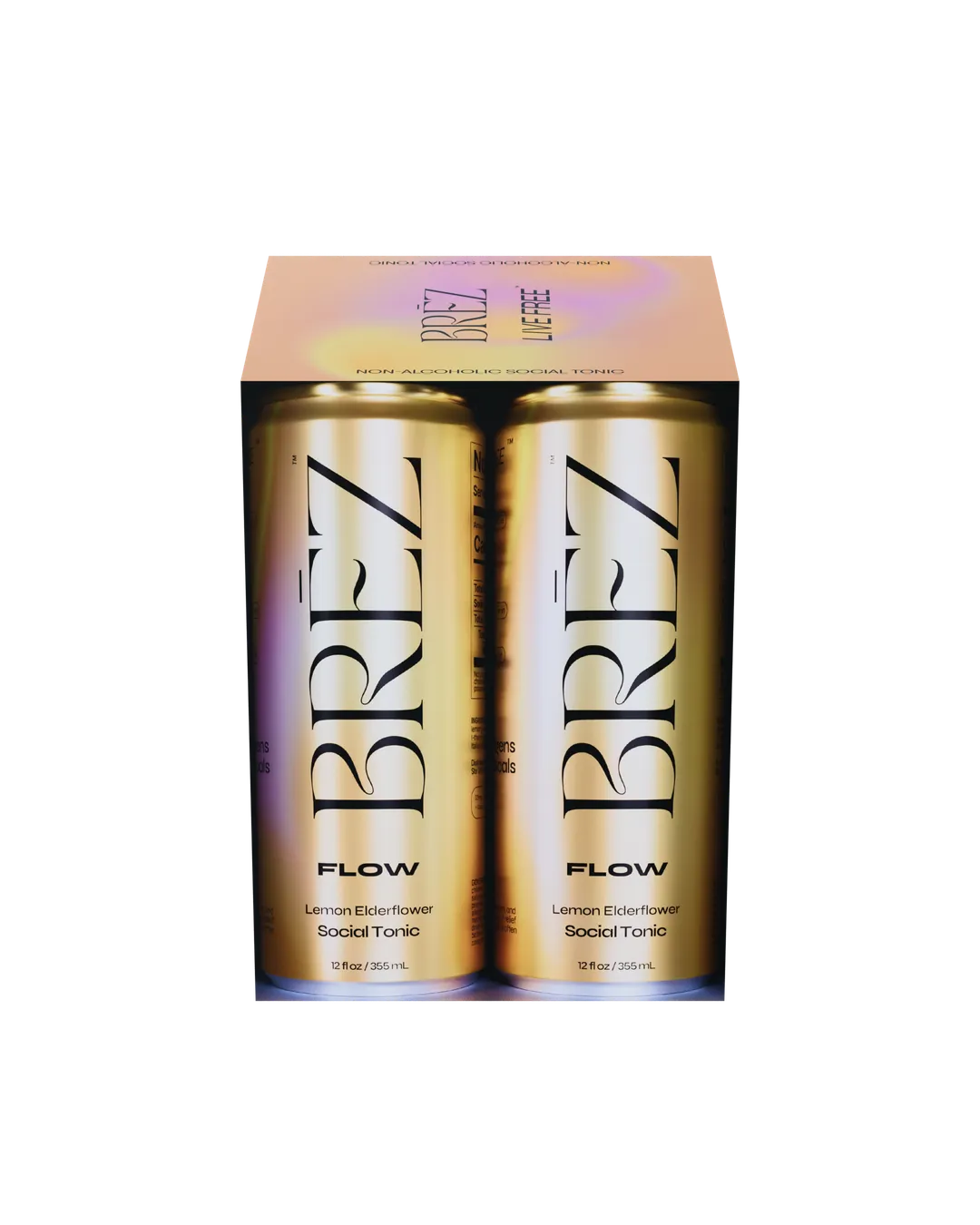 BRĒZ Flow | Lemon Elderflower | Adaptogen Infused Social Tonic | 4-Pack