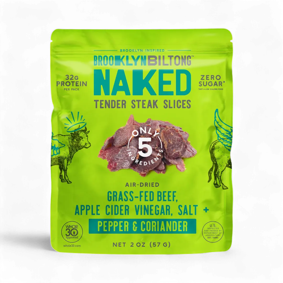 2oz Grass Fed Biltong Naked Steak Slices Pepper & Coriander