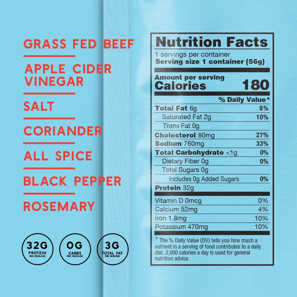 2oz Grass Fed Biltong Naked Steak Slices Pepper & Coriander