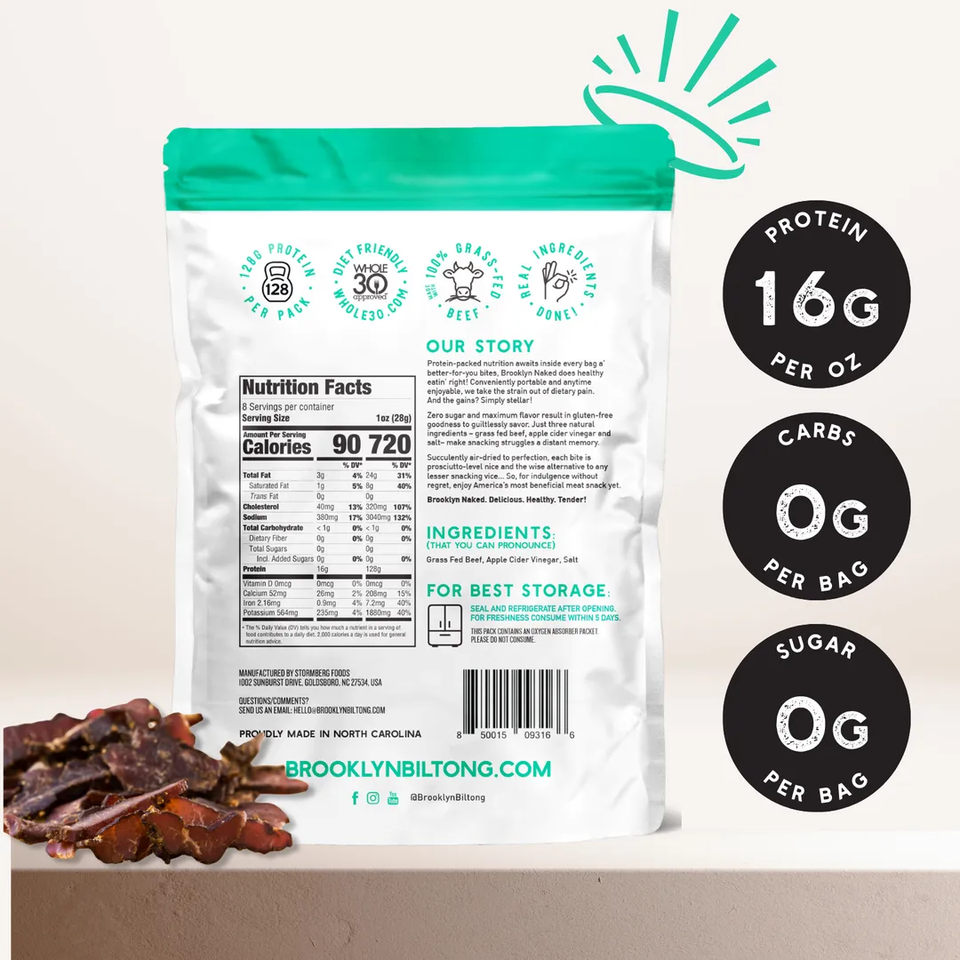 8oz Naked Grass-Fed Zero_Sugar Biltong Tender Jerky