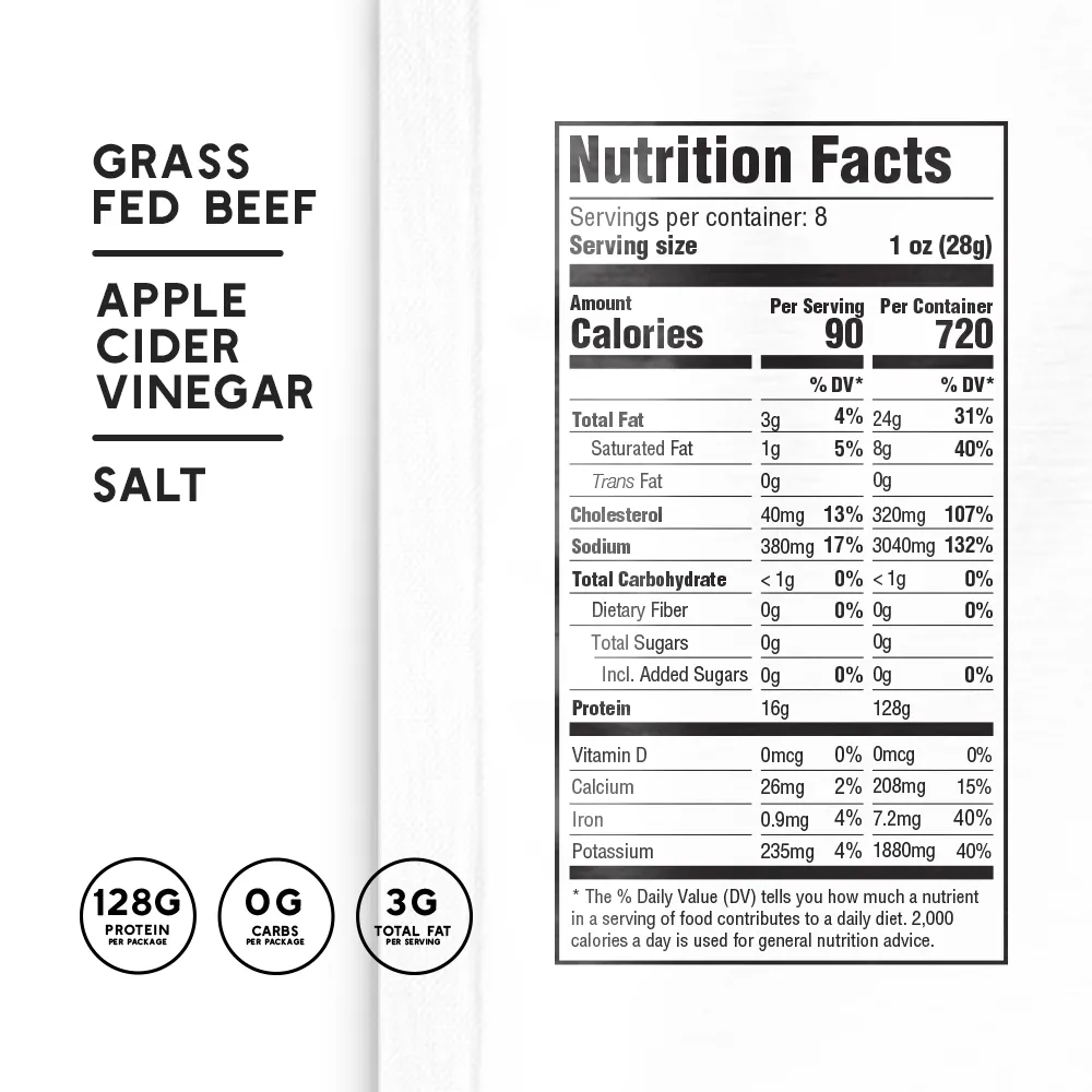8oz Naked Grass-Fed Zero_Sugar Biltong Tender Jerky