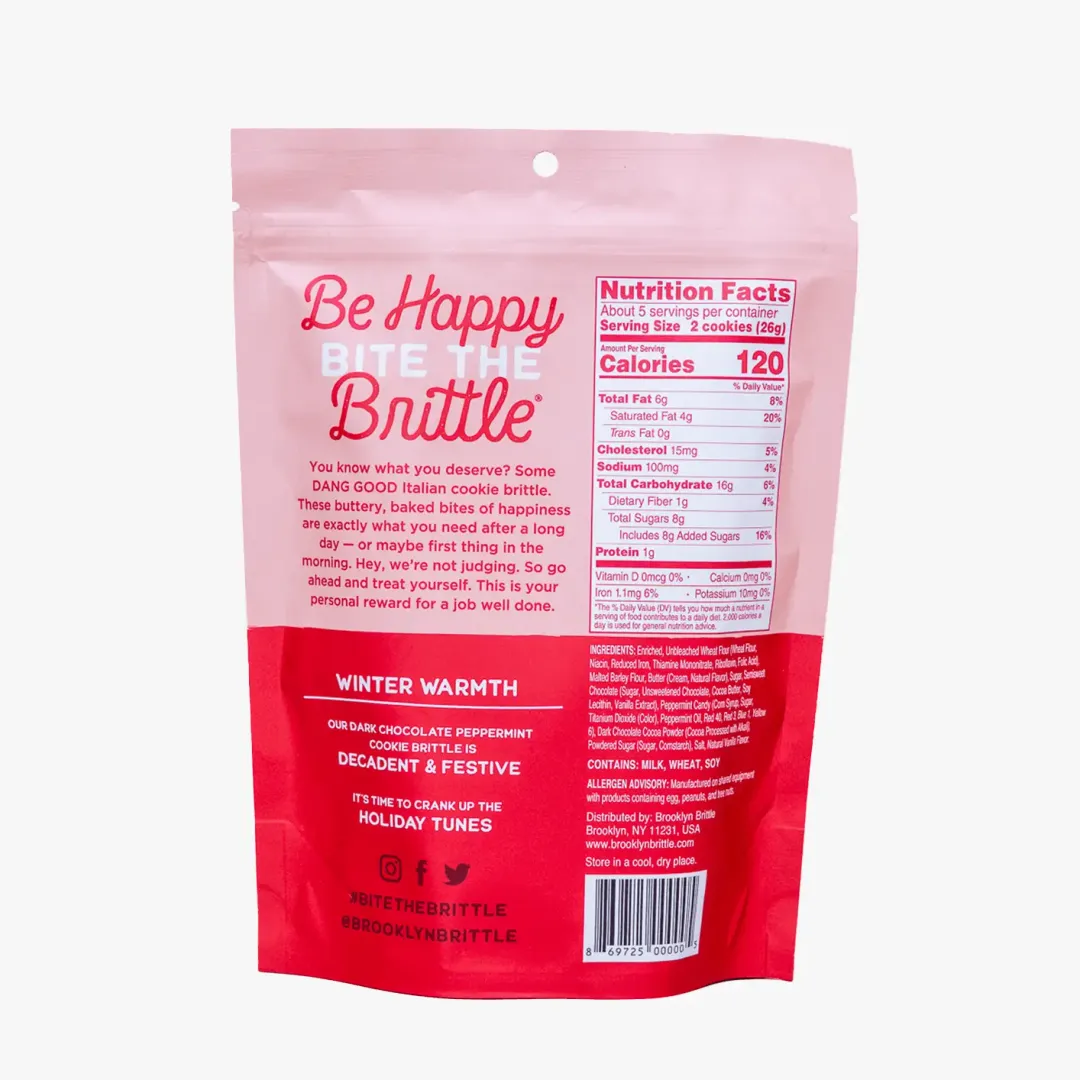 Italian Cookie Brittle – Dark Chocolate Peppermint | Pouch Bag