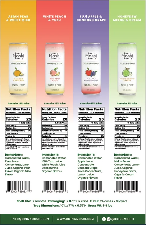 Moshi Sparkling Water - Asian Pear + Ginger