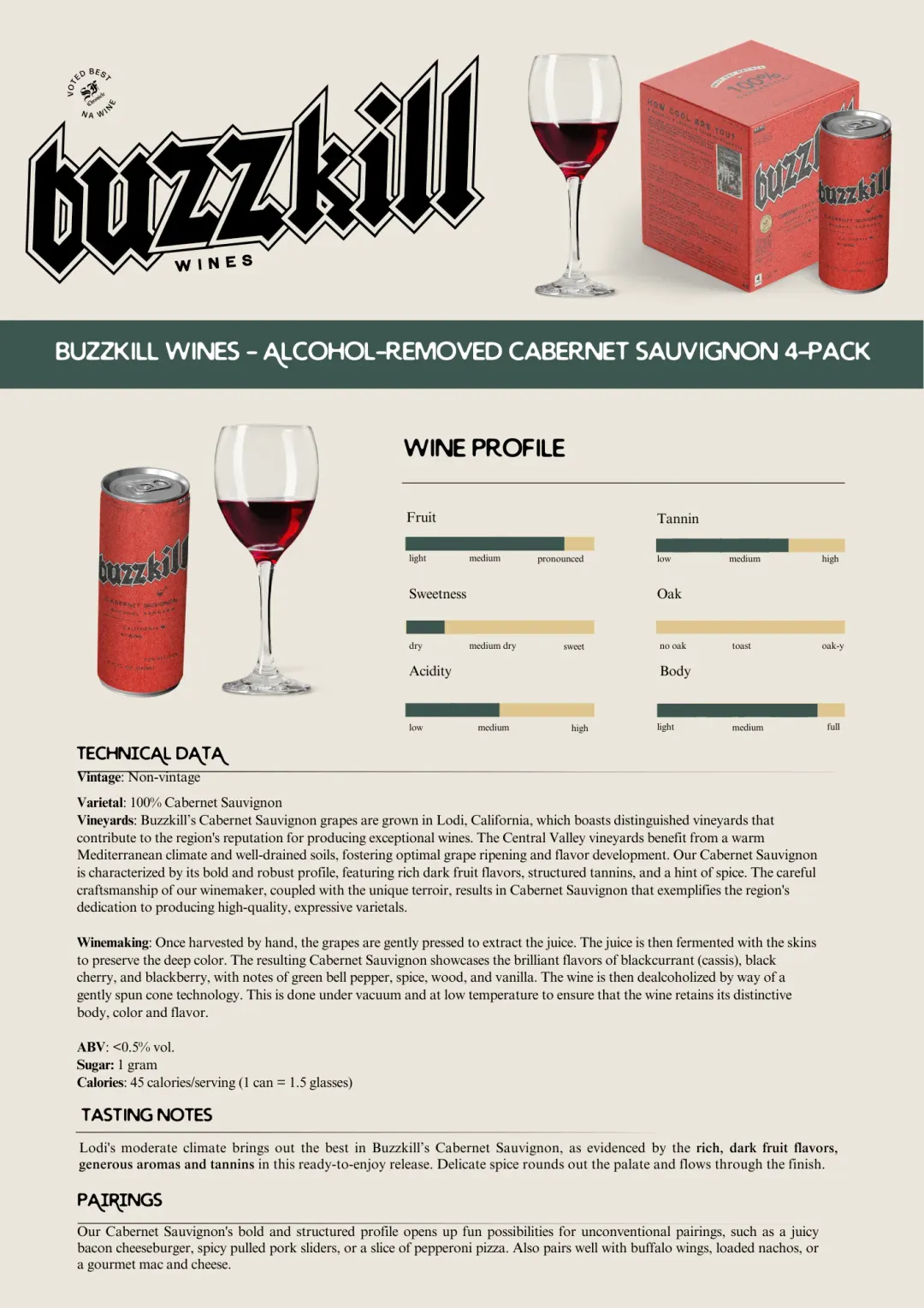 Cabernet Sauvignon Alcohol-Removed Wine (4-pack)