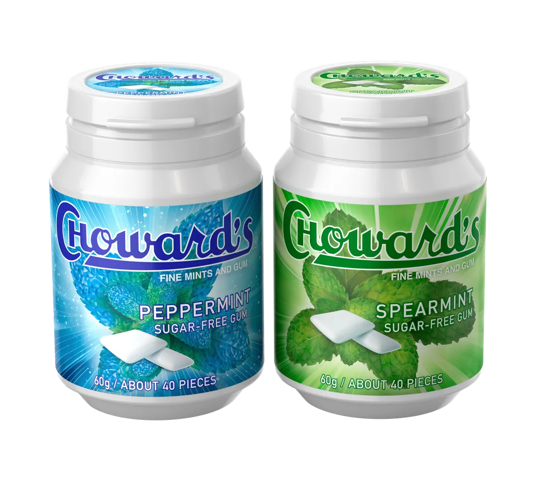 Choward's Sugar free Peppermint gum bottle