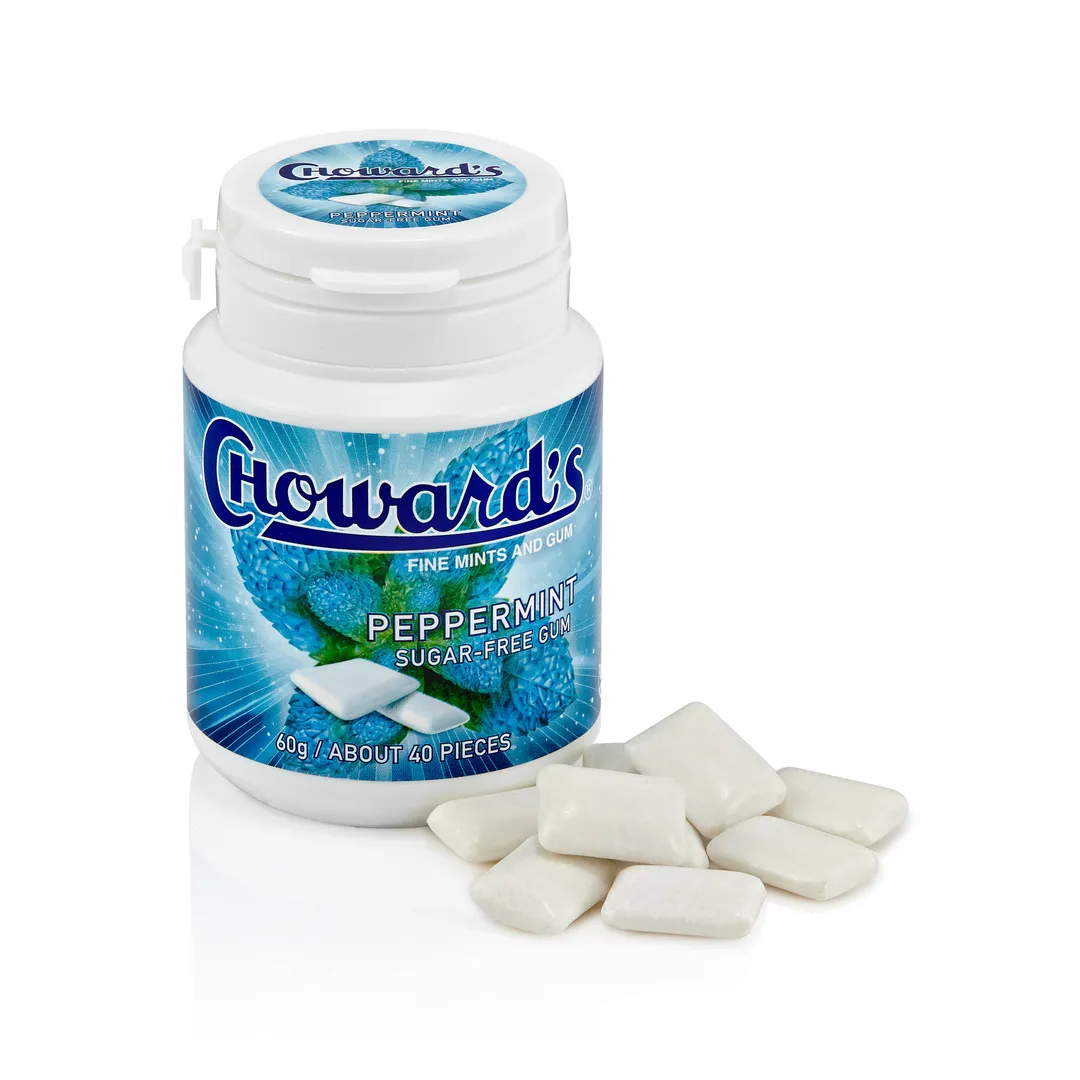 Choward's Sugar free Peppermint gum bottle
