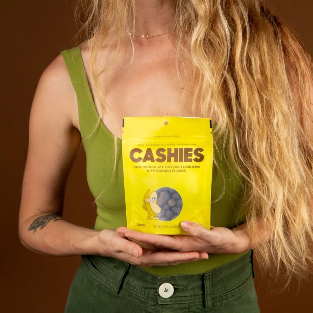 Cashies — Chocolate Covered Cashews with Banana Flakes