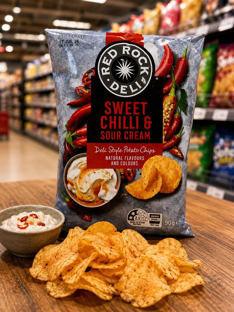Australian Red Rock Deli Potato Chips Sweet Chilli And Sour Cream 3.17 oz (90g)