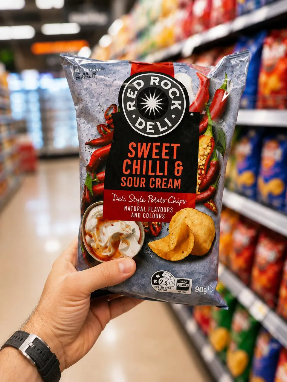 Australian Red Rock Deli Potato Chips Sweet Chilli And Sour Cream 3.17 oz (90g)