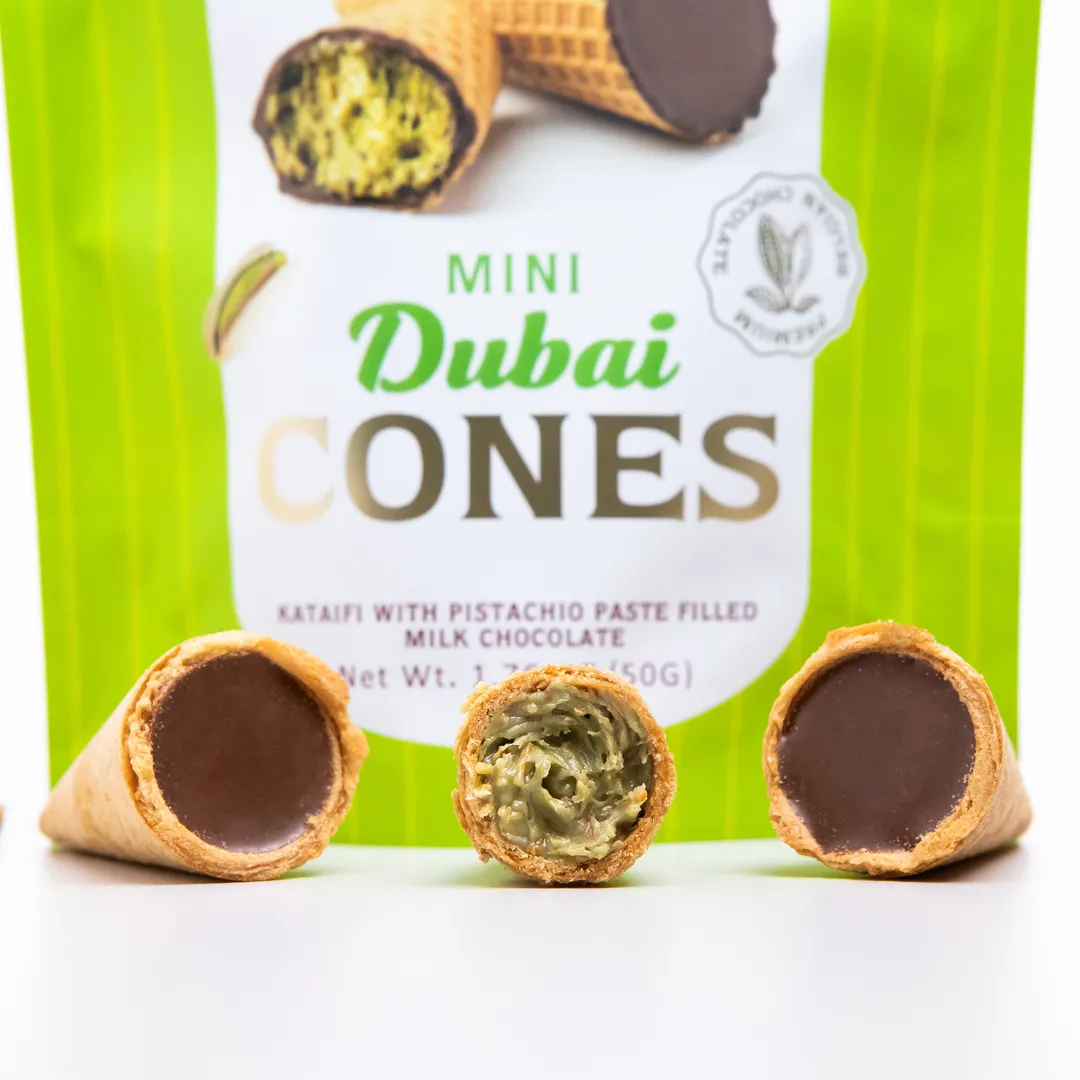 Dubai Chocolate Bite Size Mini Cones  - 12 units in 1 Case