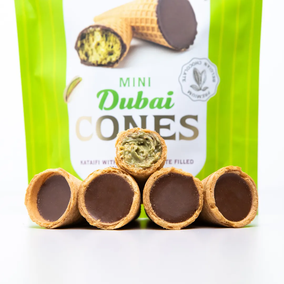 Dubai Chocolate Bite Size Mini Cones  - 12 units in 1 Case