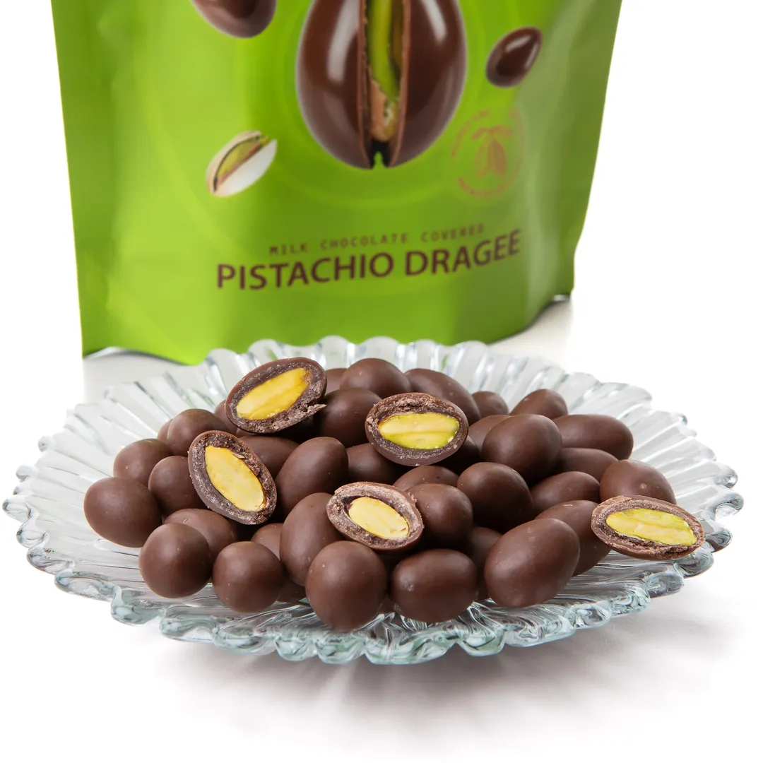Chocolate Covered Pistachio Dragee Candy , 12 unit in a case