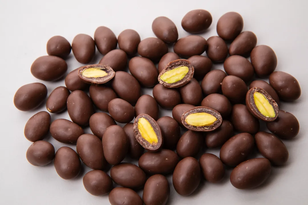 Chocolate Covered Pistachio Dragee Candy , 12 unit in a case