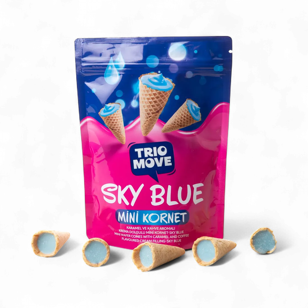 Sky Blue Mini Kornet – Caramel &amp; Coffee Filled 1.94 oz (55g)
