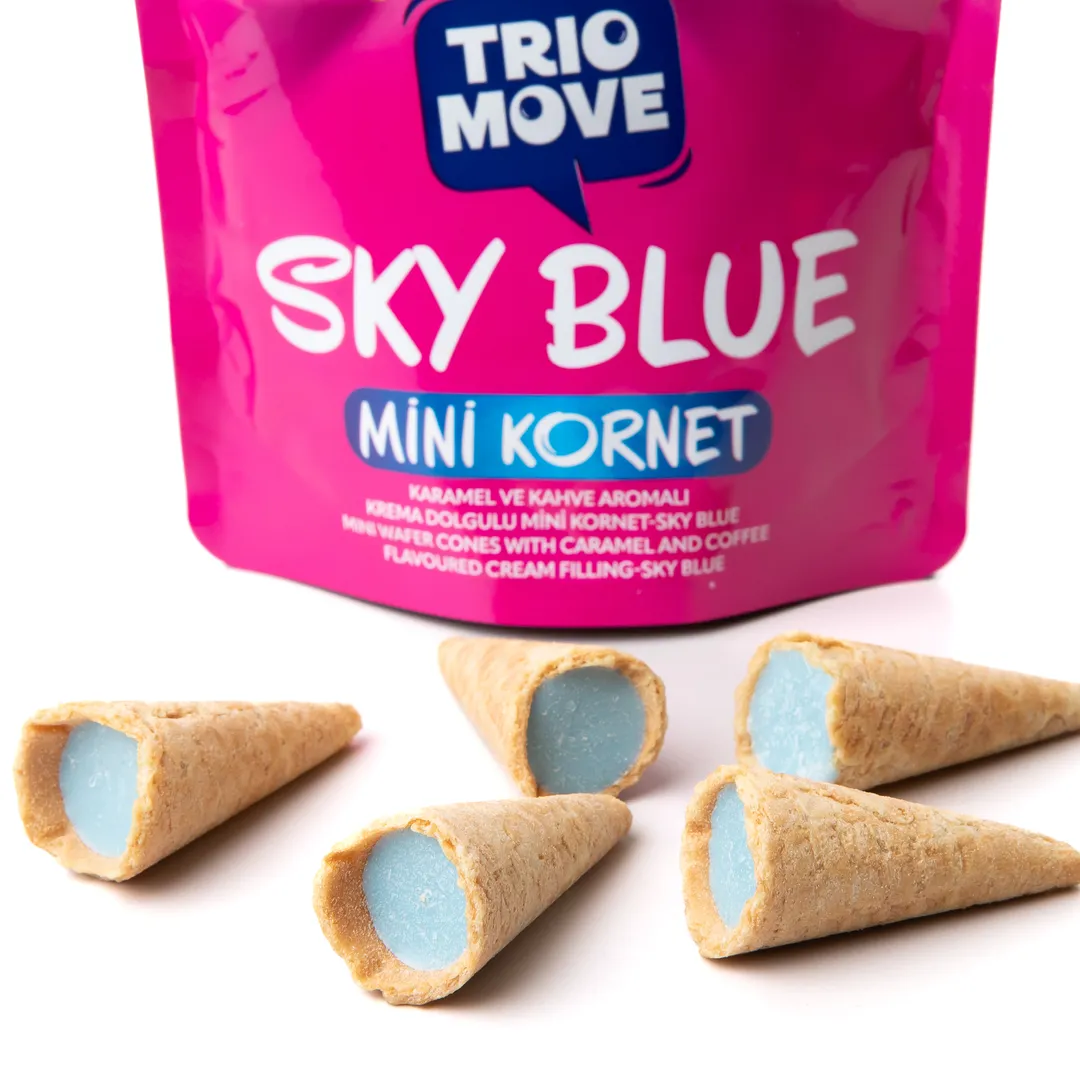 Sky Blue Mini Kornet – Caramel &amp; Coffee Filled 1.94 oz (55g)