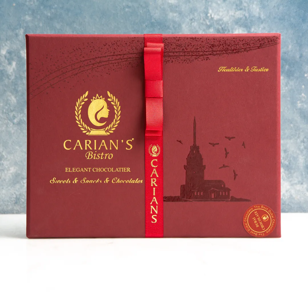 Viral Dubai Chocolate Gift Box with Gold Ribbon Wrapped