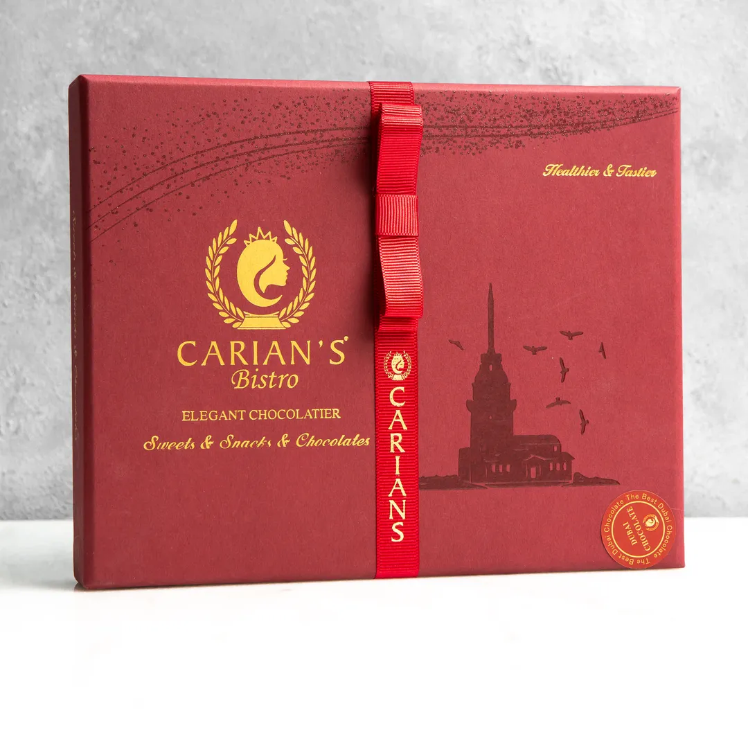 Viral Dubai Chocolate Gift Box with Gold Ribbon Wrapped